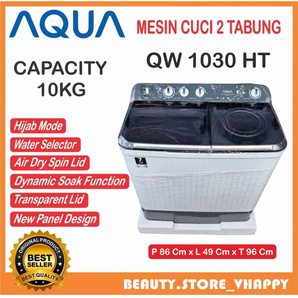 Mesin Cuci 2 Tabung AQUA Hijab Series 10KG QW-1030XT