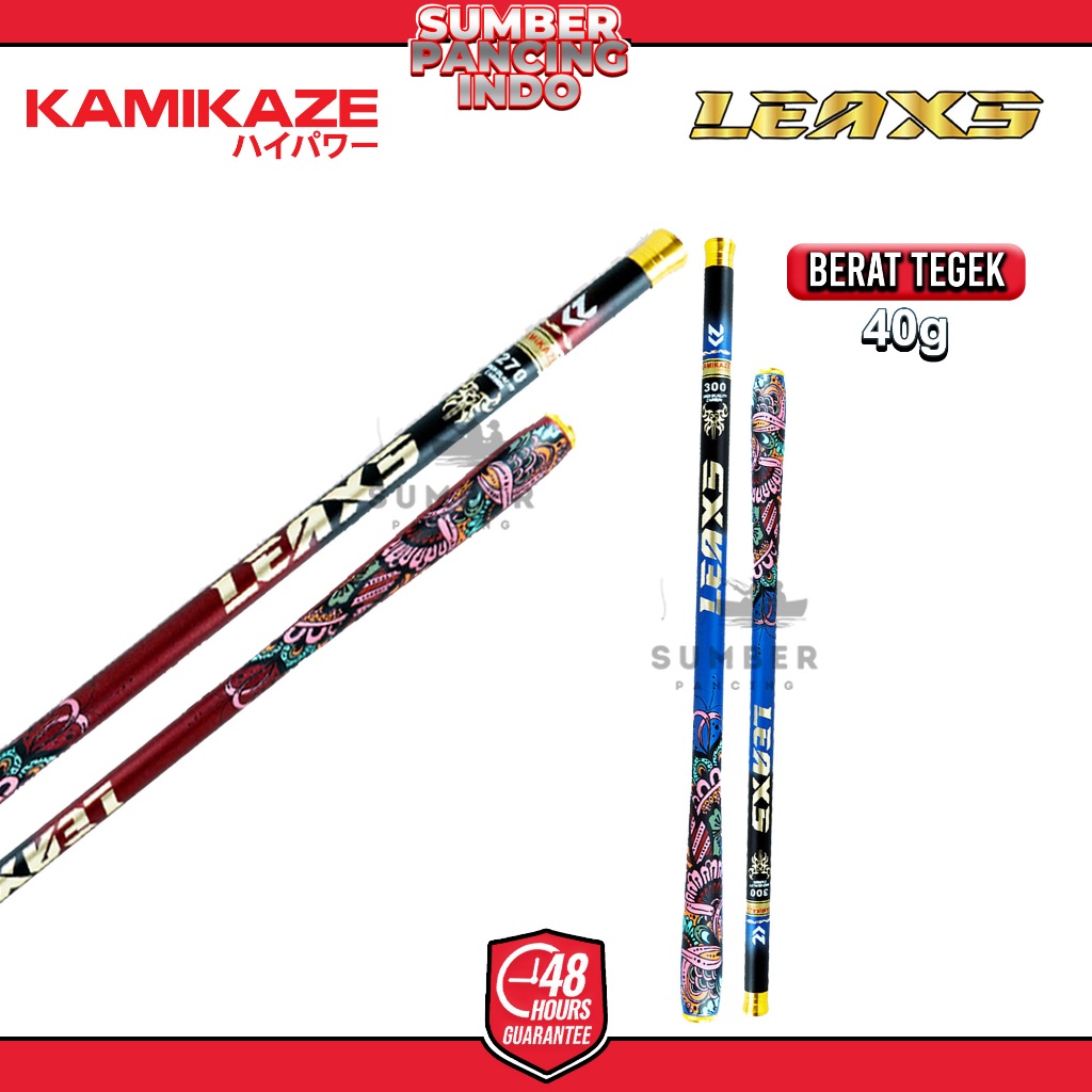 KAMIKAZE Joran Pancing Tegek LEAX 180cm - 450cm Hi-Carbon Blank Compact Size Kuat dan Ringan Joran P