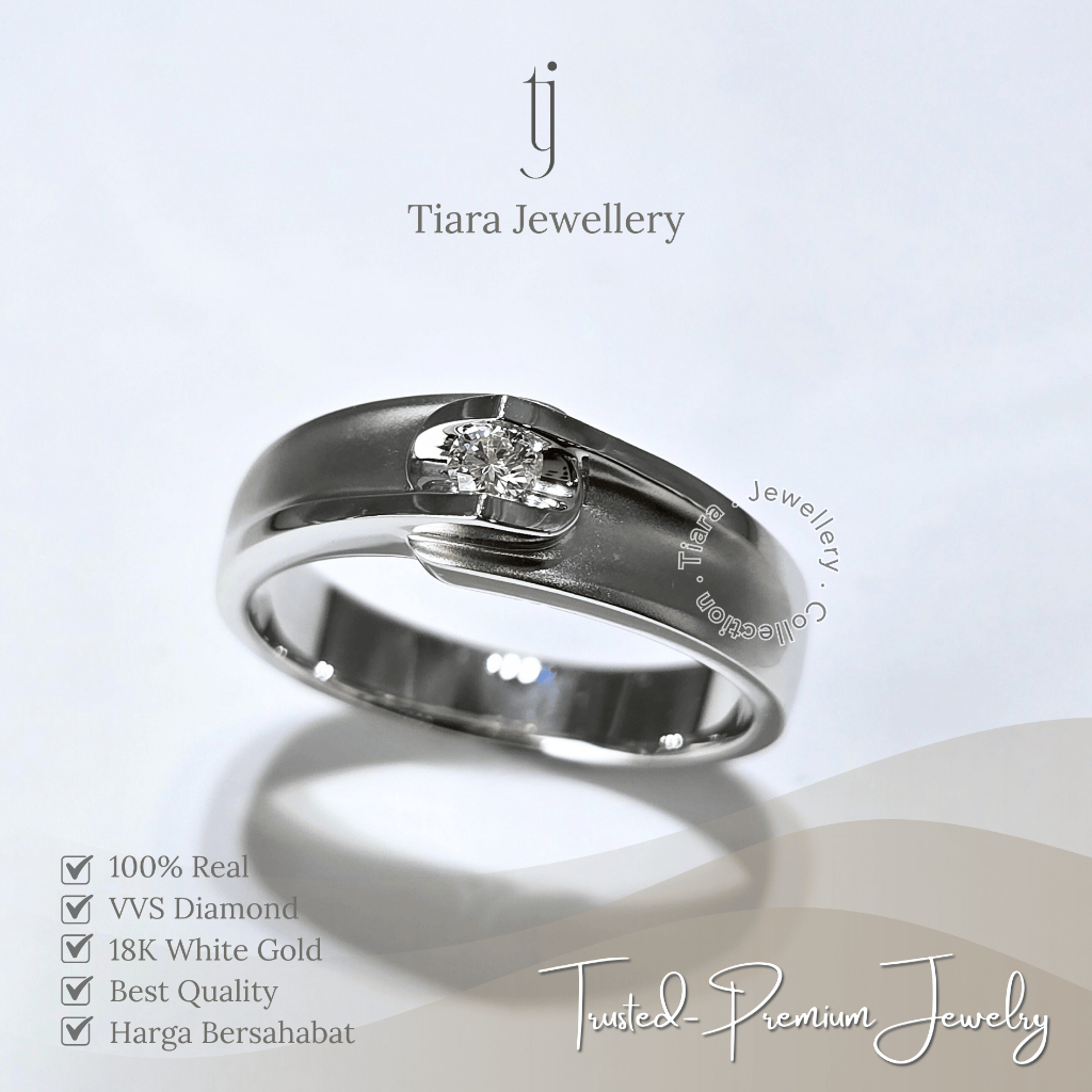 Tiara Jewellery - Proposal Wedding Ring VVS Diamond Luxury 18k White Gold [WL100] / Cincin Nikah Sat