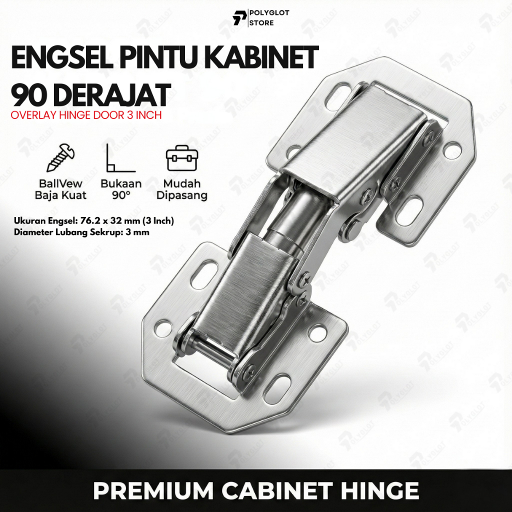 Engsel Pintu Kabinet 90 Derajat 3 Inch Engsel Kodok Lemari Dapur