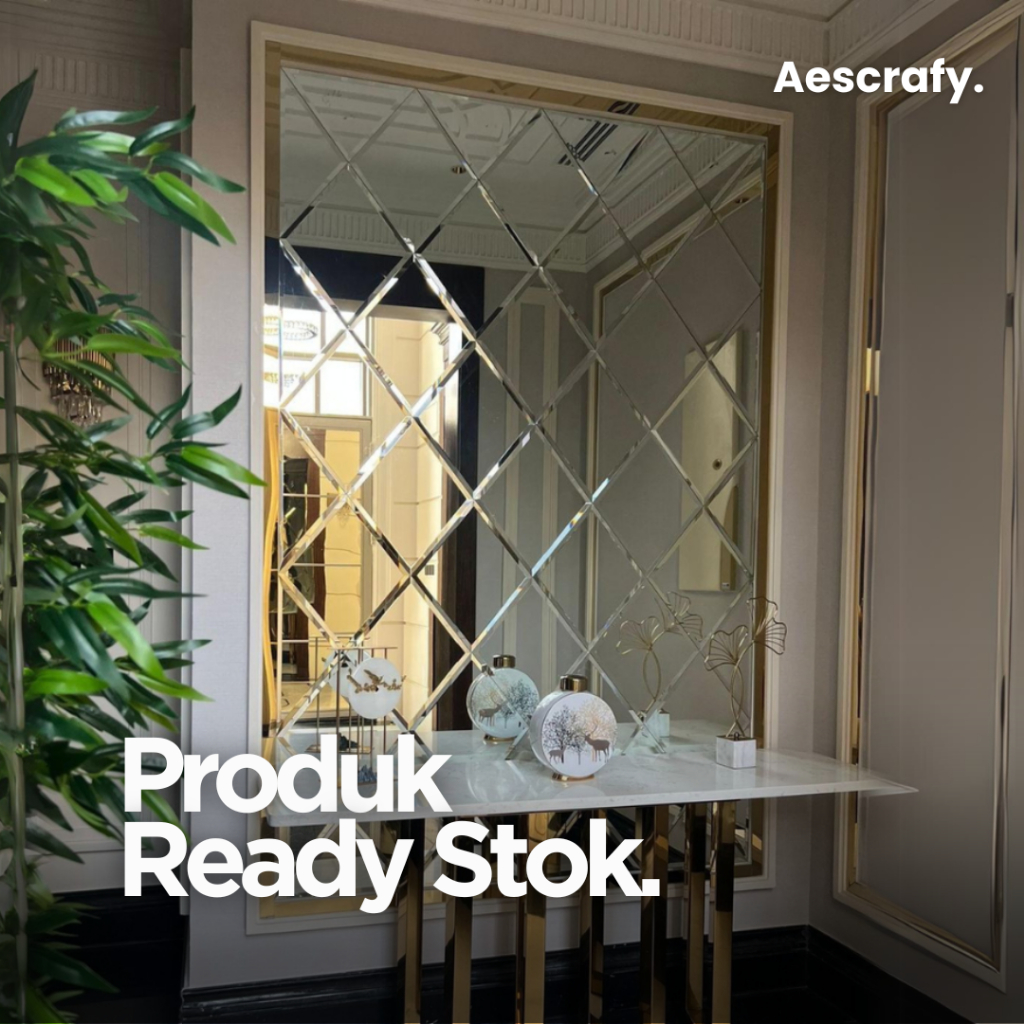 Aescrafy Cermin Kaca Bevel 5mm – Cocok Untuk Kamar Mandi & Ruang Tamu