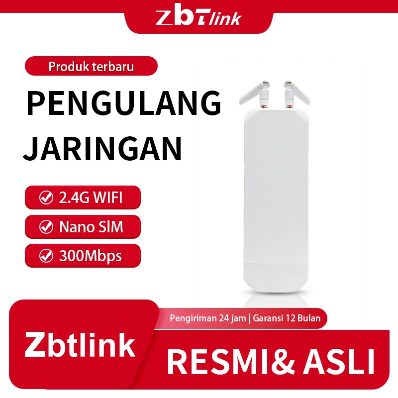 Zbtlink Router Outdoor 4G LTE 300Mbps Support Kartu SIM  Tahan Cuaca  WiFi Jarak Jauh