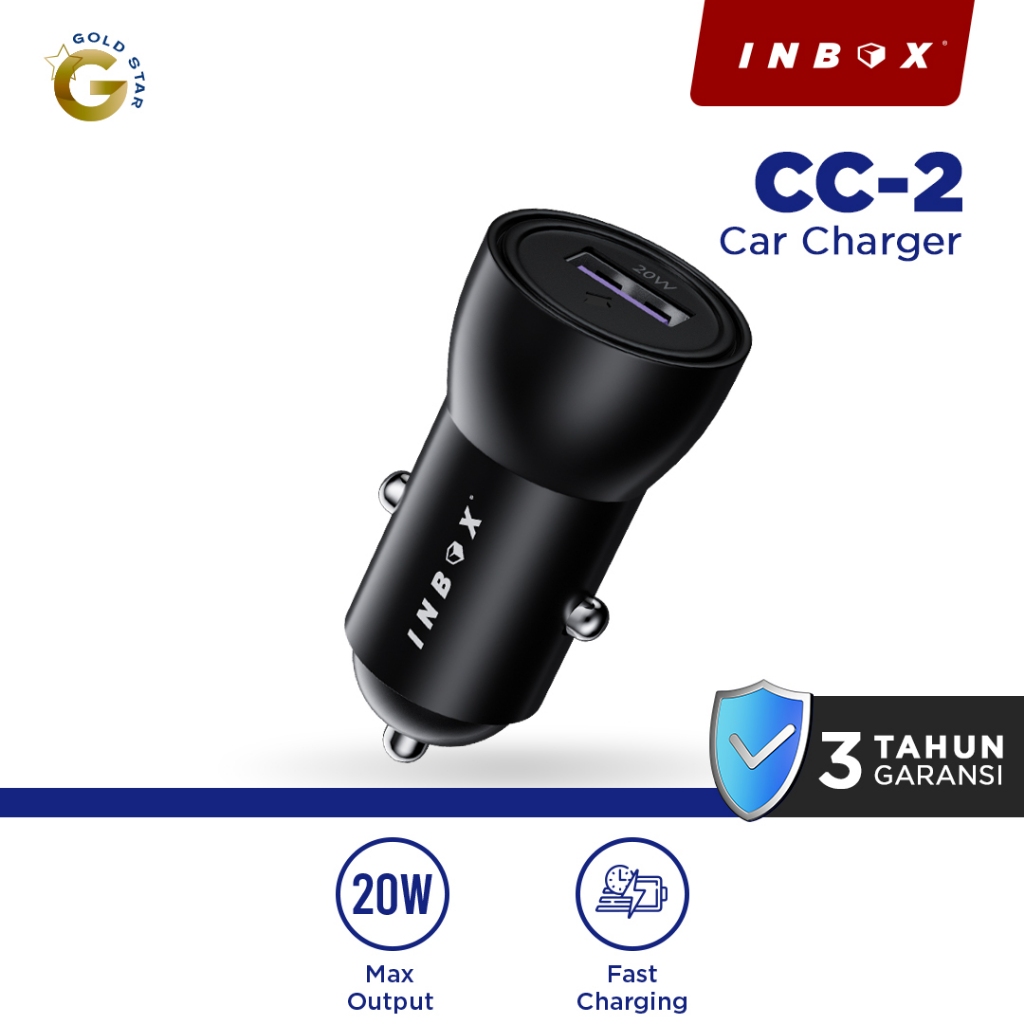 Inbox Car Charger Mobil CC-2 USB Fast Charging 20W