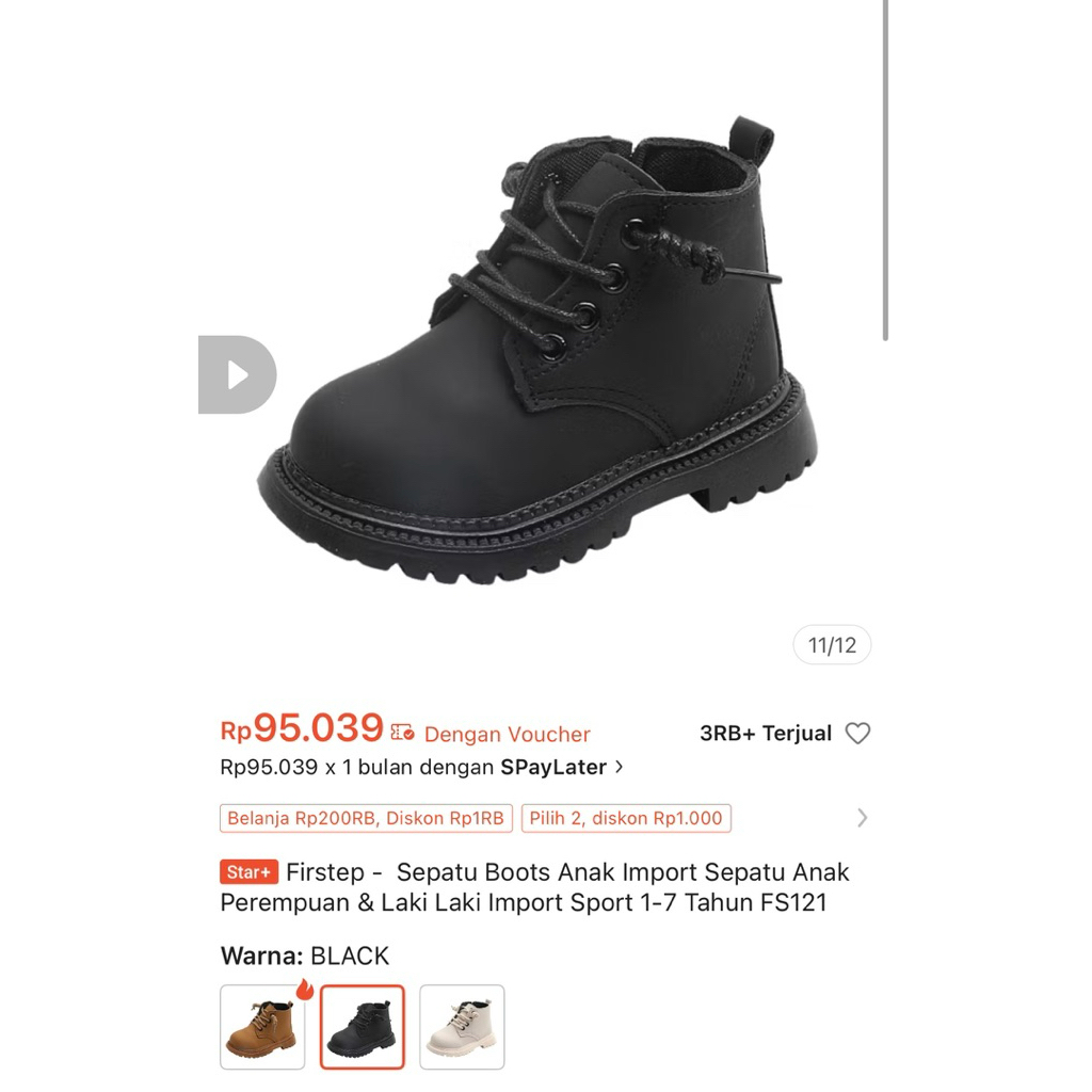 [PRELOVED] Sepatu Boot Anak Unisex B232 Anti Slip Ringan Nyaman