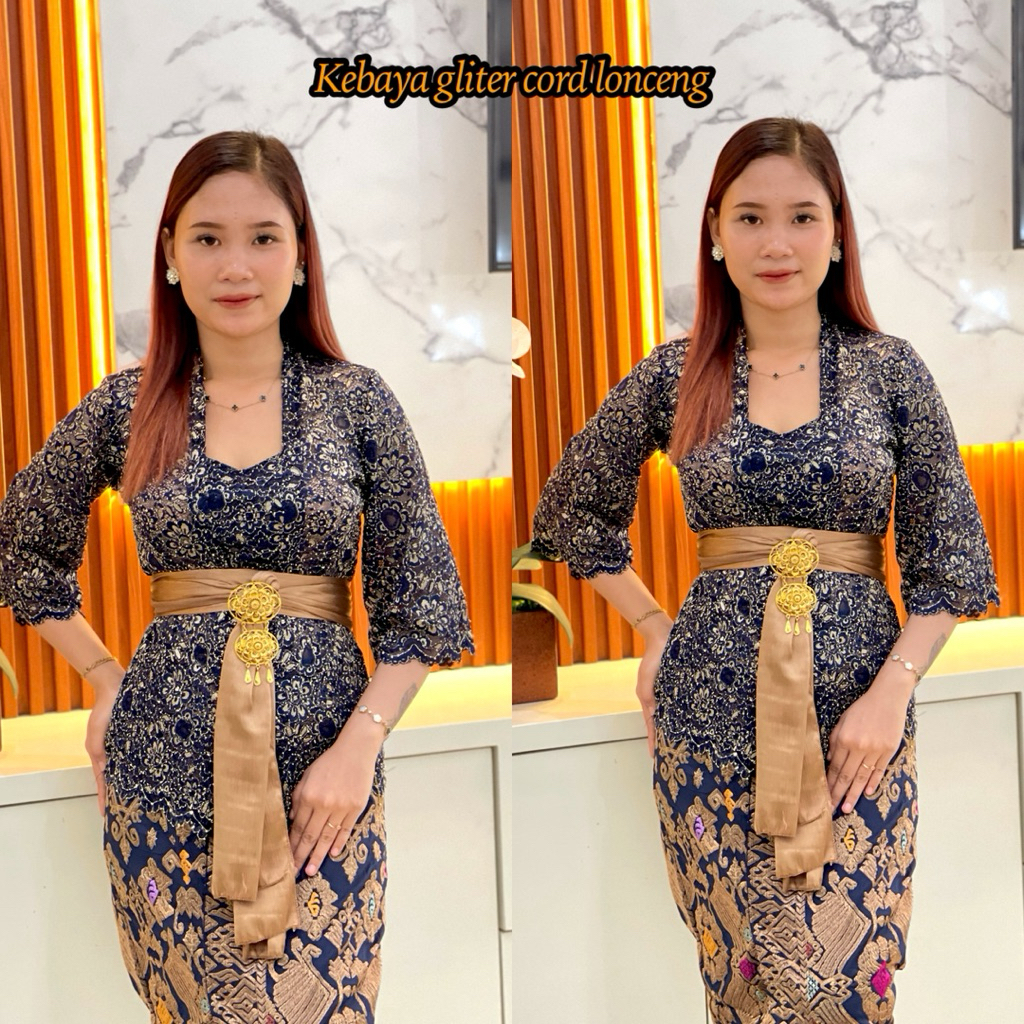 Kebaya Gliter Cord Lengan Lonceng/atasan wanita/baju tradisional/kebaya bali brokat