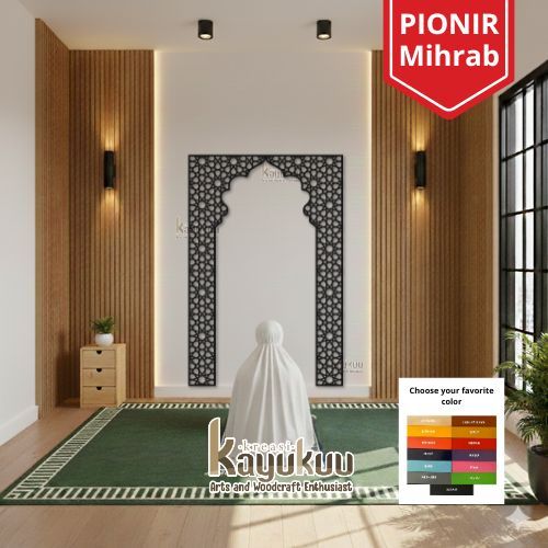 Kreasikayukuu Mihrab Mushola Minimalis Dekorasi Hiasan Dinding Mushola Cutting Plywood 3mm