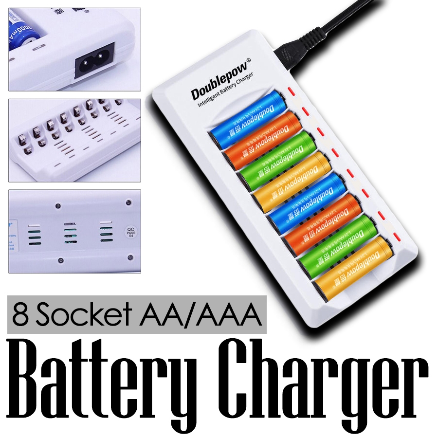Charger Baterai AA/AAA 8 Soket - Casan Baterai - Casan Batre - Batre Jam Dinding - Batre Remot - Bat