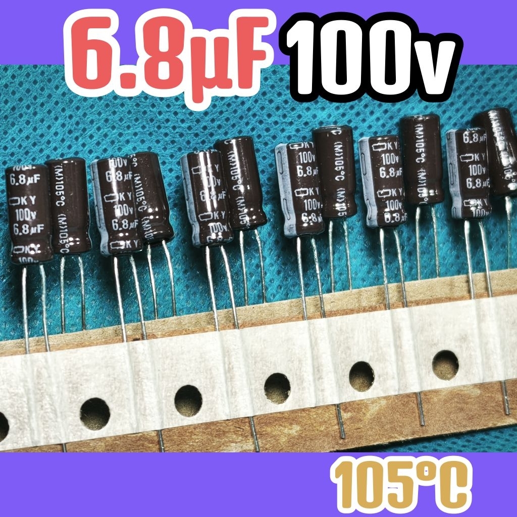Kapasitor capasitor elko elco 100v 6.8uf 6,8uF 100v 6,8 uf 6.8uF 100v 100 volt ORIGINAL