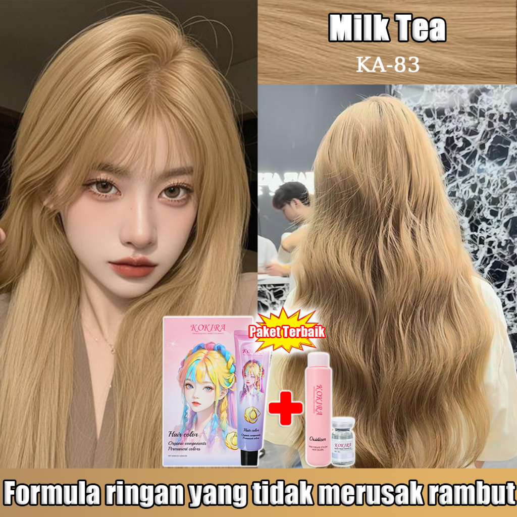 Kokira Milk Tea Hair Color cat rambut  Coklat Susu Tahan Lama Pewarna Rambut