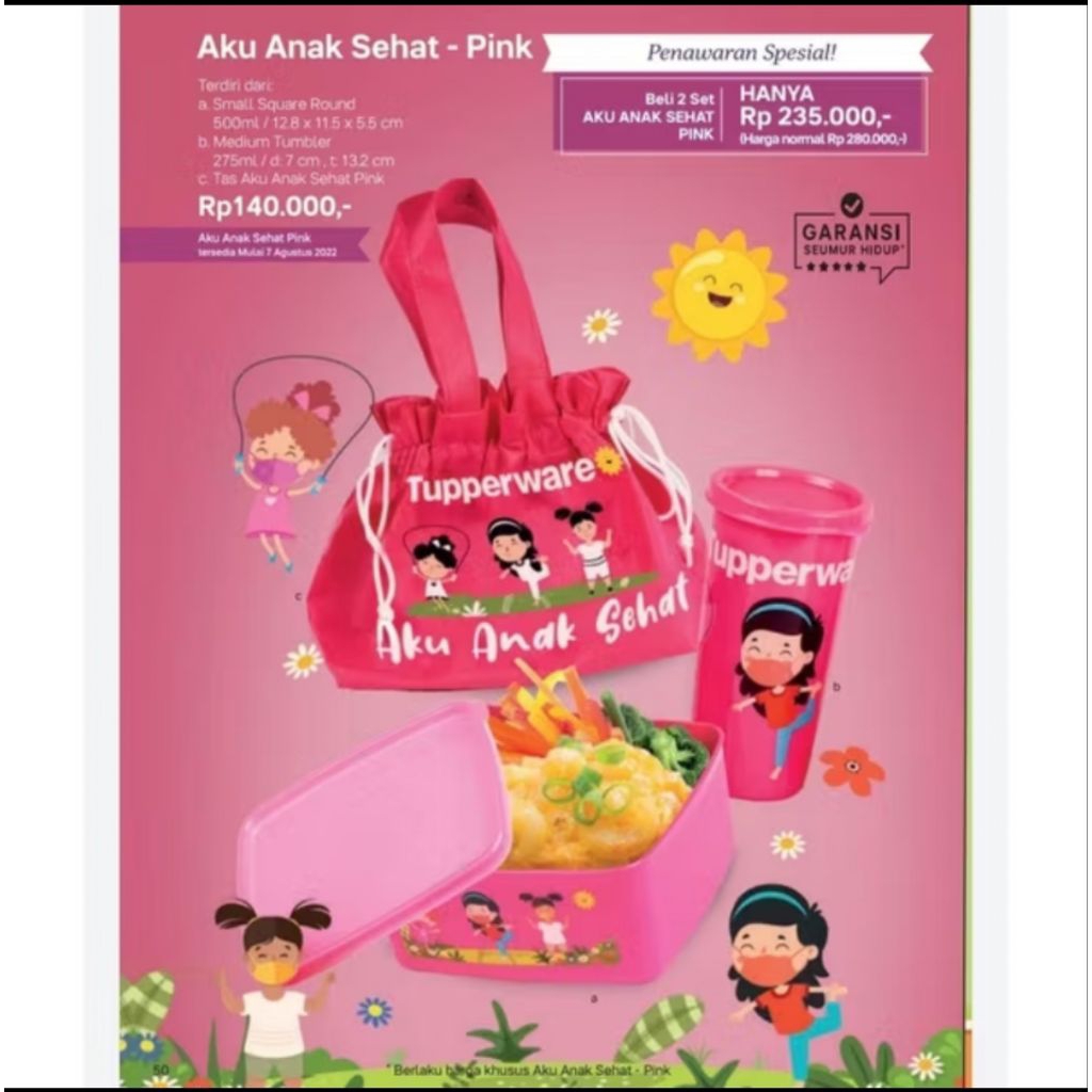 paket bekal anak  tupperware