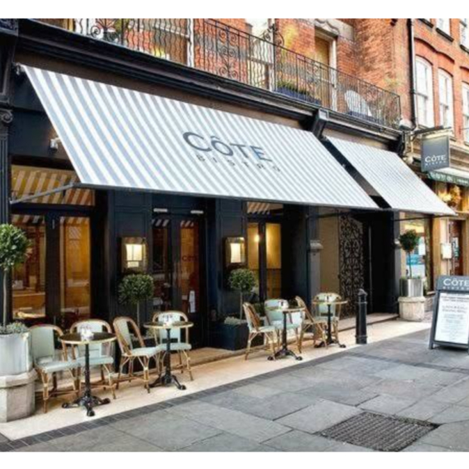 kanopi kain awning untuk teras resto atau caffe dengan model minimalis gratis survei se jabodetabek