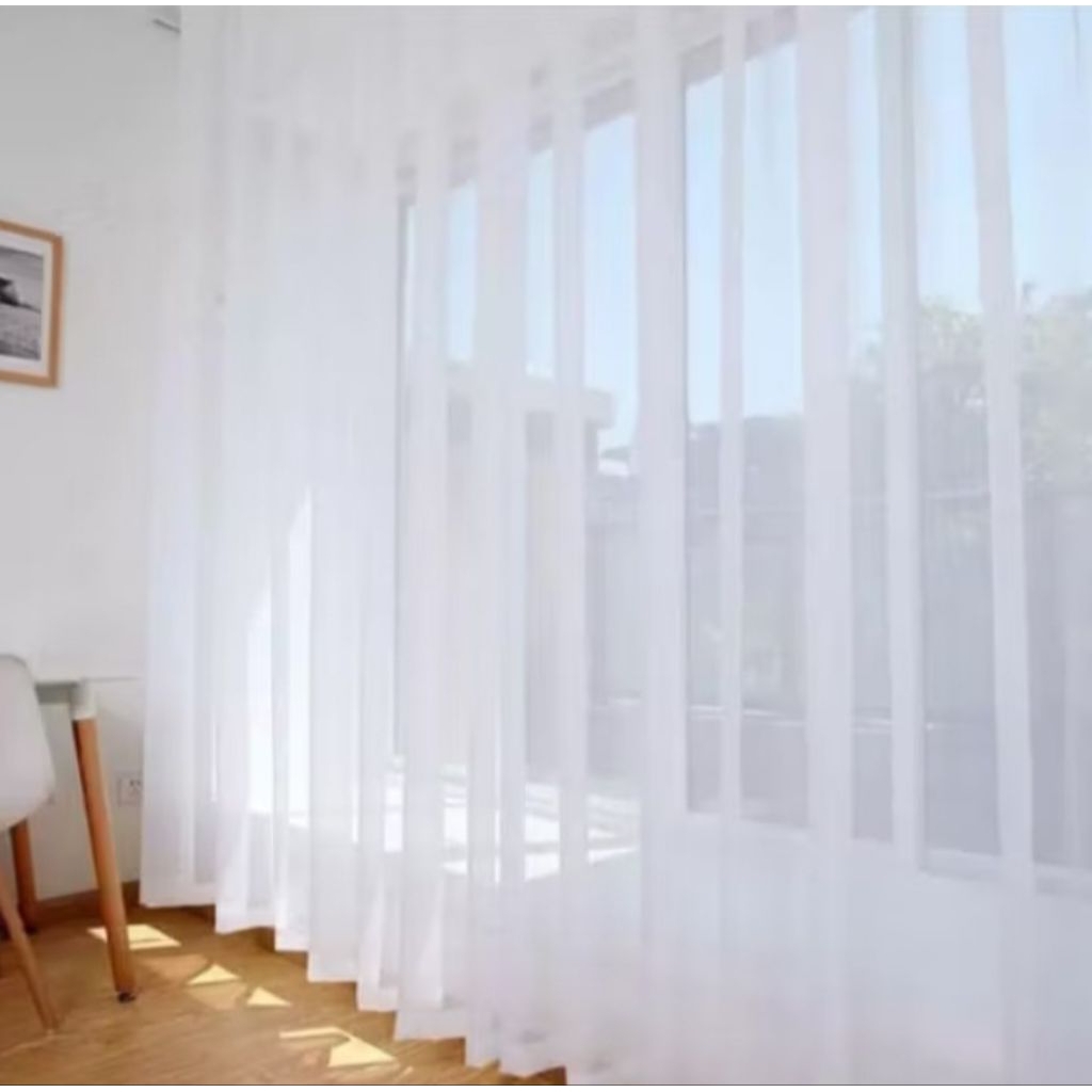 Gorden vitrase putih polos premium