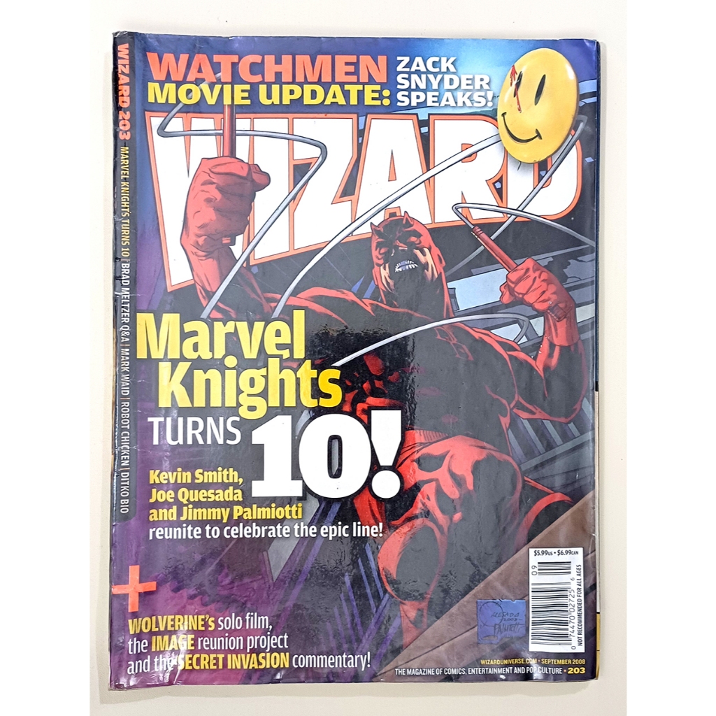 Wizard Magazine #203, Wizard Entertainment, September 2008, Marvel Knights 10th Anniversary & Watchm