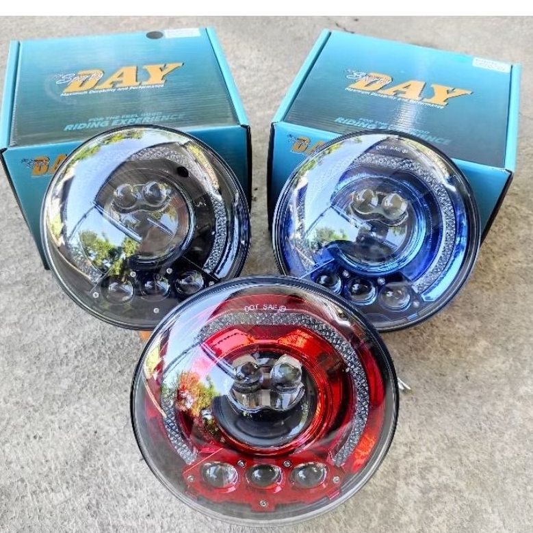 lampu depan billed 7 inch laser gen 7 import sports day warna merah hitam biru lampu depan biled dob