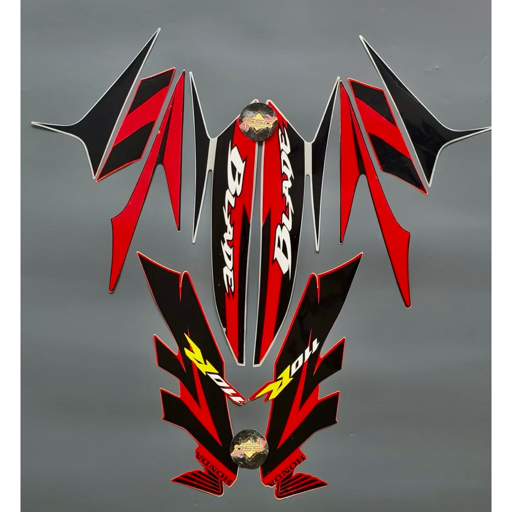 STRIPING STIKER BLADE R 110 2009 SILVER  MERAH