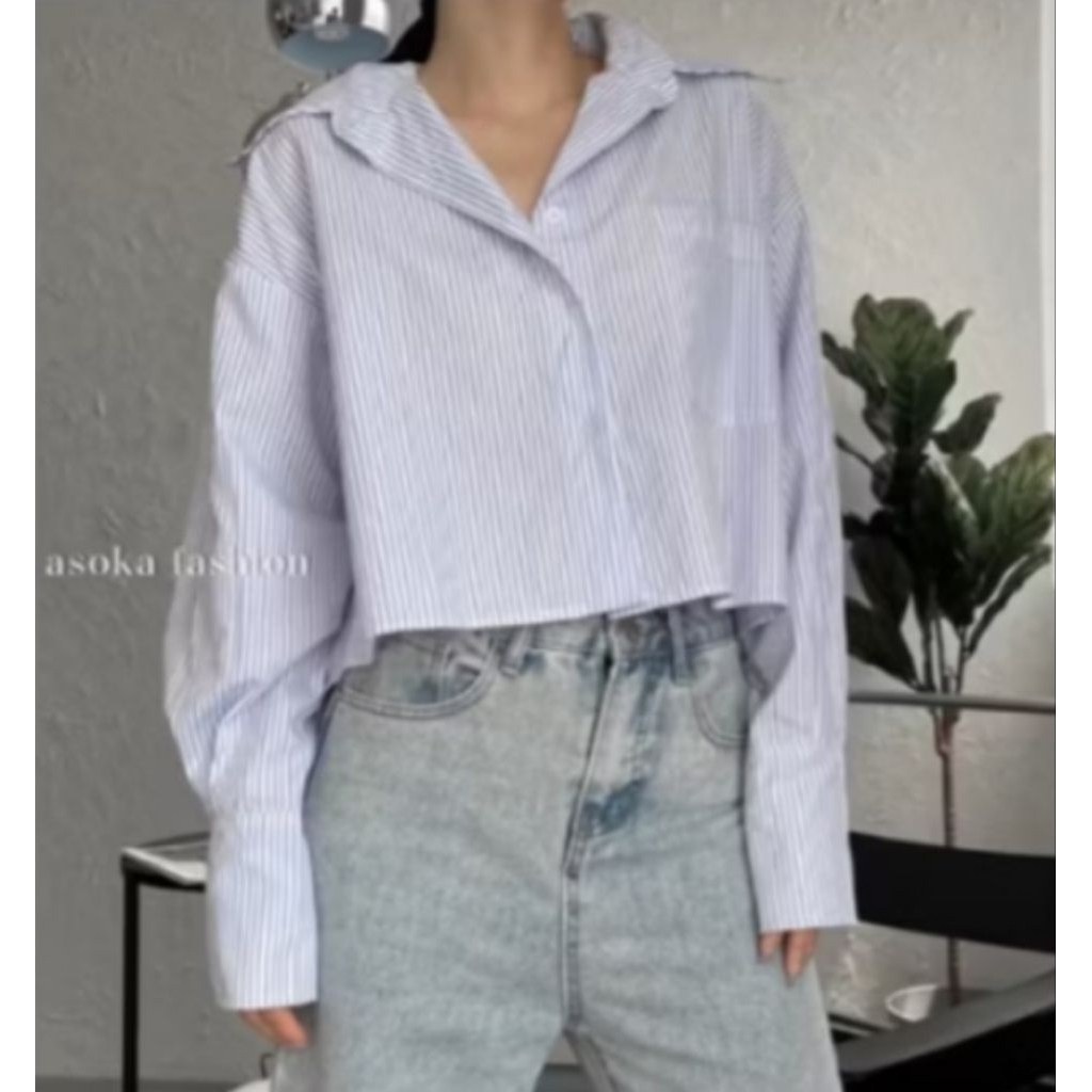 preloved kemeja stripe asoka & kaos erigo