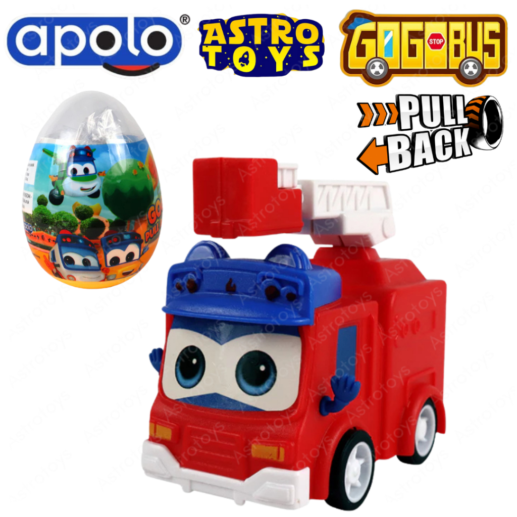 Apolo Gogo Bus Fire Chief Pull Back Original / Mainan Mobil Pemadam kebakaran
