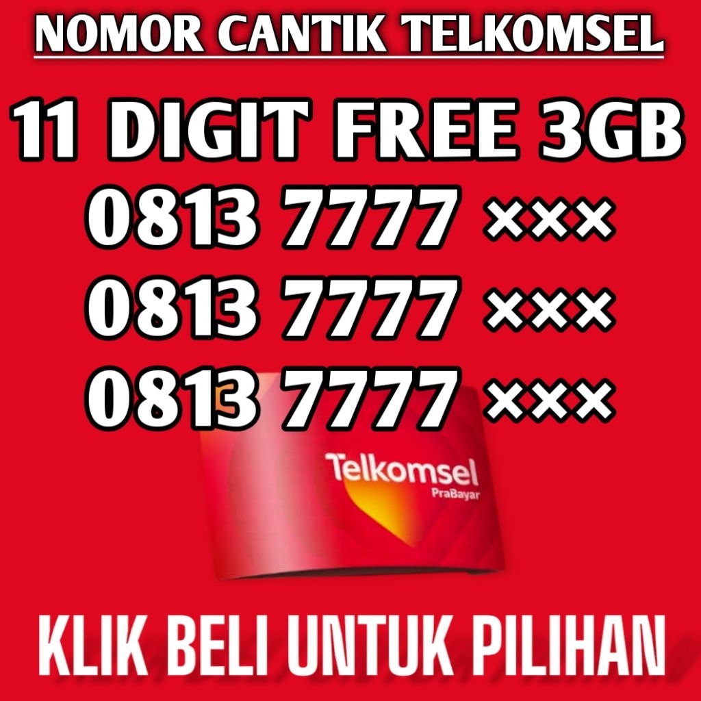 Nomor cantik simpati 11 digit 7777 nomor cantik telkomsel kartu perdana cantik 77777