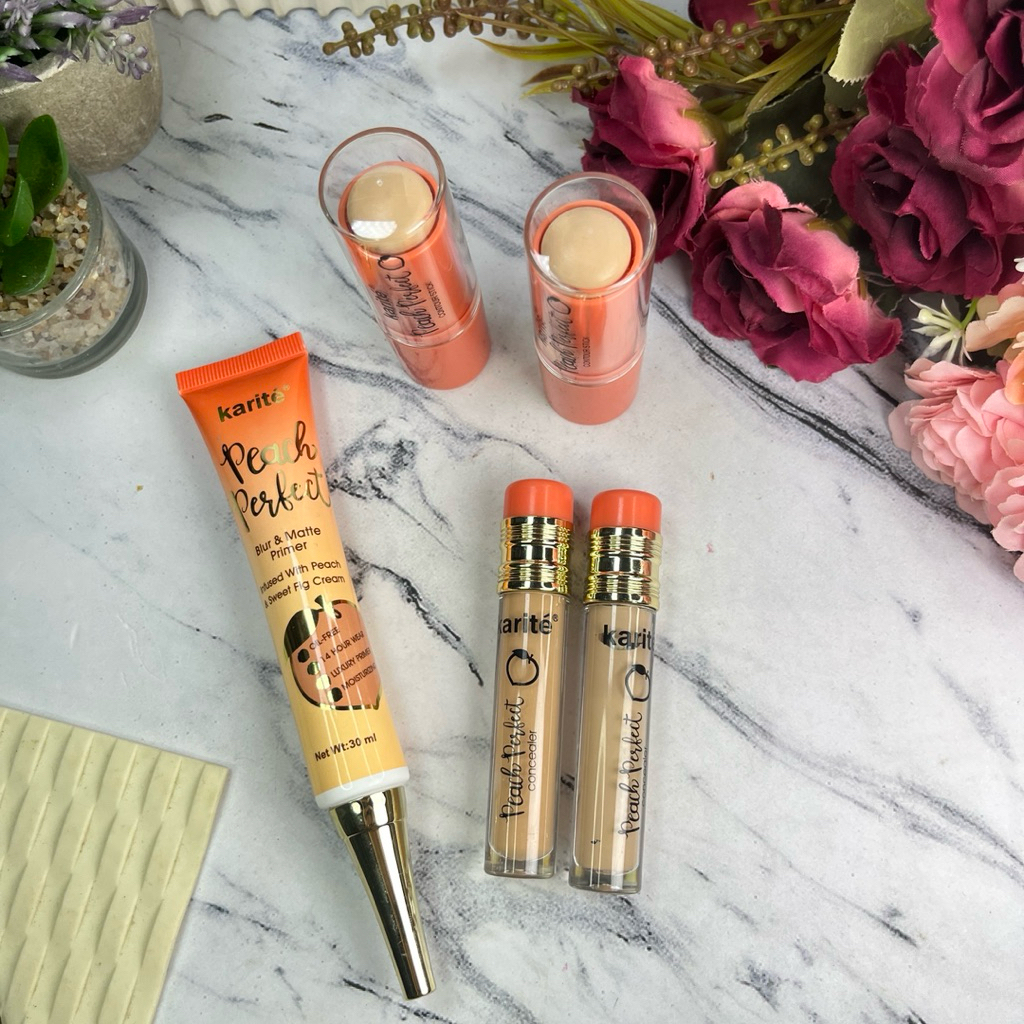 Karite Makeup Peach Perfect Remaja Lucu gemas  Primer blur and matte peach countour stick Concealer 