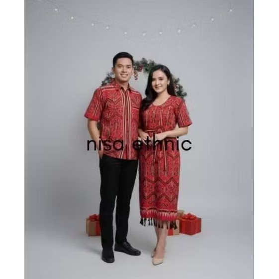 baju couple Tenun Motif Kalimantan