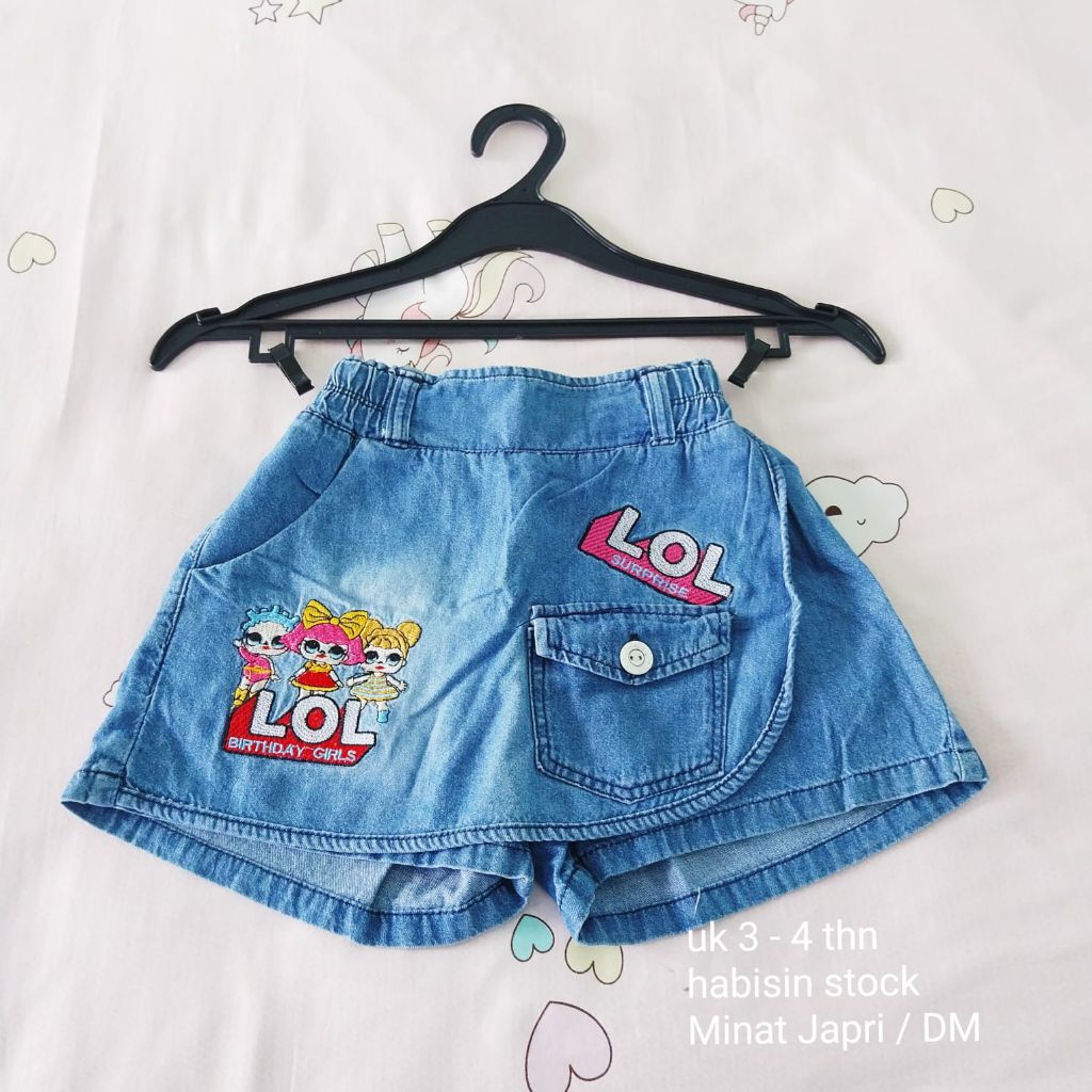 Rok Celana Jeans Snow Blue Anak Perempuan / Rok Jeans Anak Perempuan Unico - SECOND  (layak pakai)