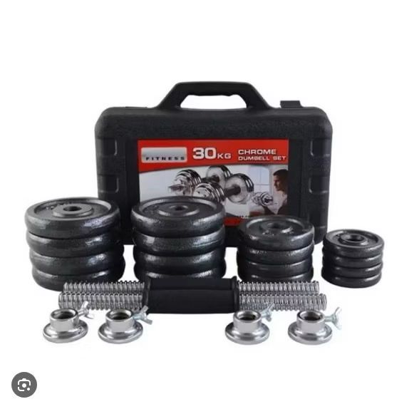 Dumbell black Set 30kg Barbel black Set 30kg set lengkap box