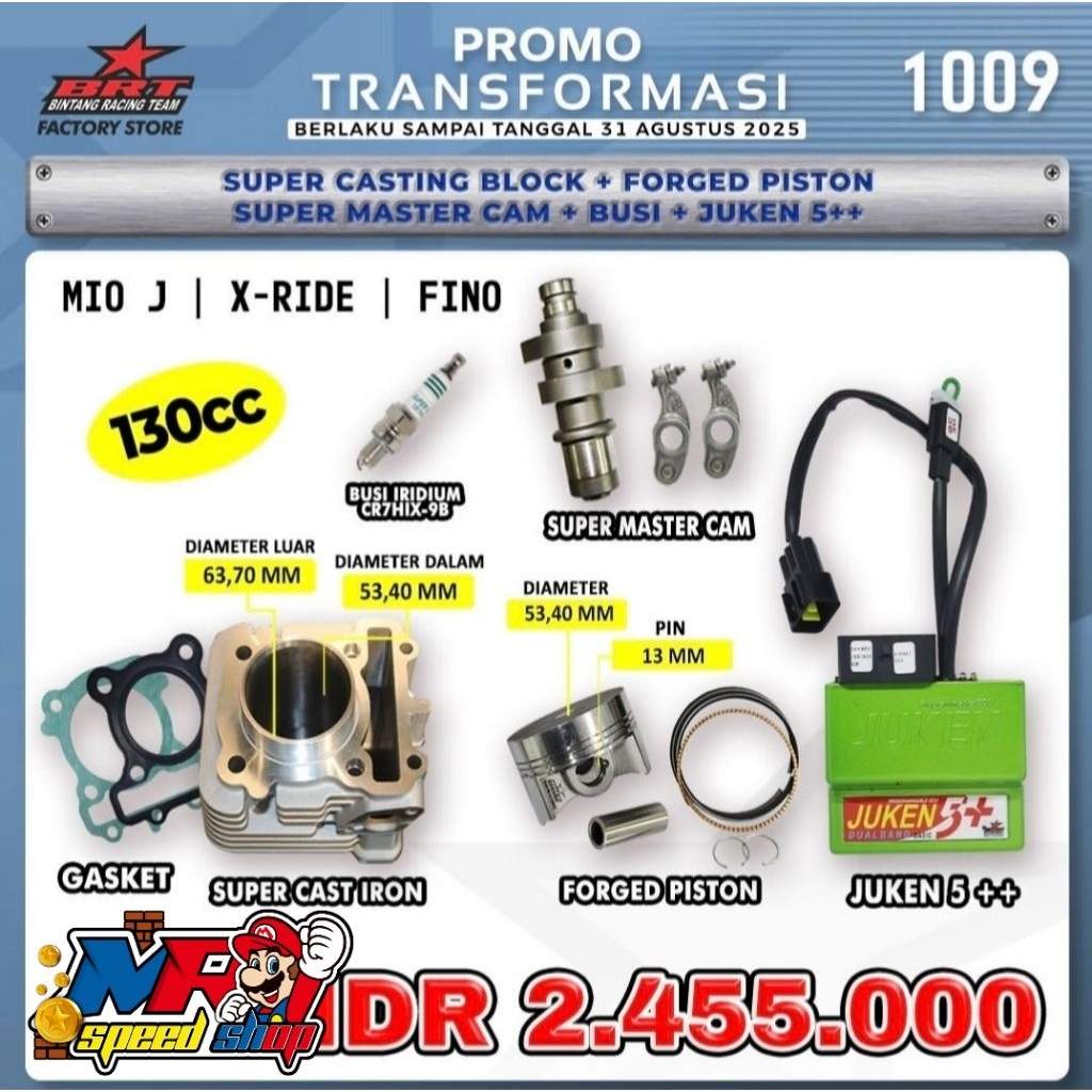 PAKET BORE UP 130CC BRT MIO J/FINO/XRIDE/JUPITER Z1/SOUL GT 115