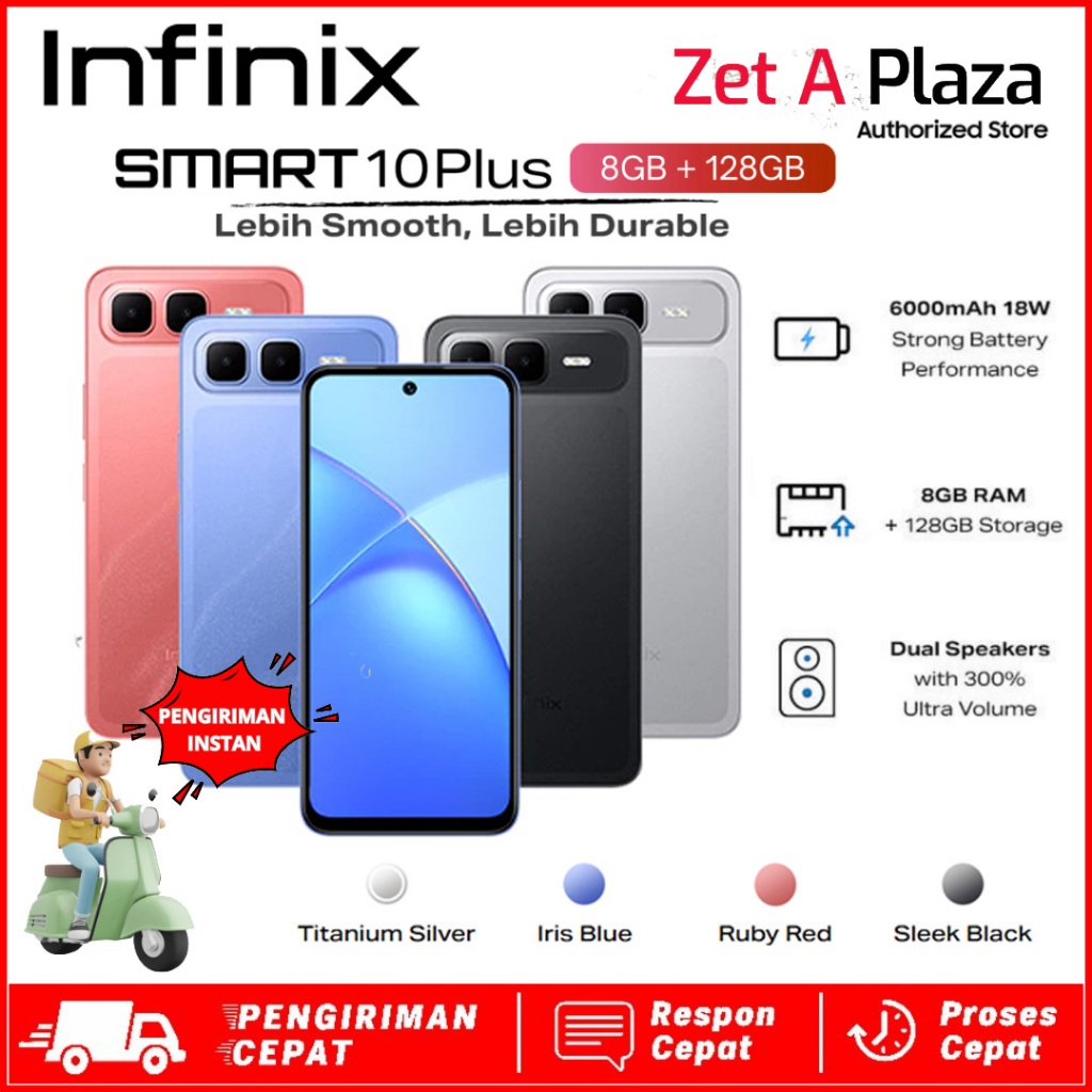 Infinix Smart 10 Plus RAM Besar | Layar Luas | Baterai Awet | HP Android Murah Original