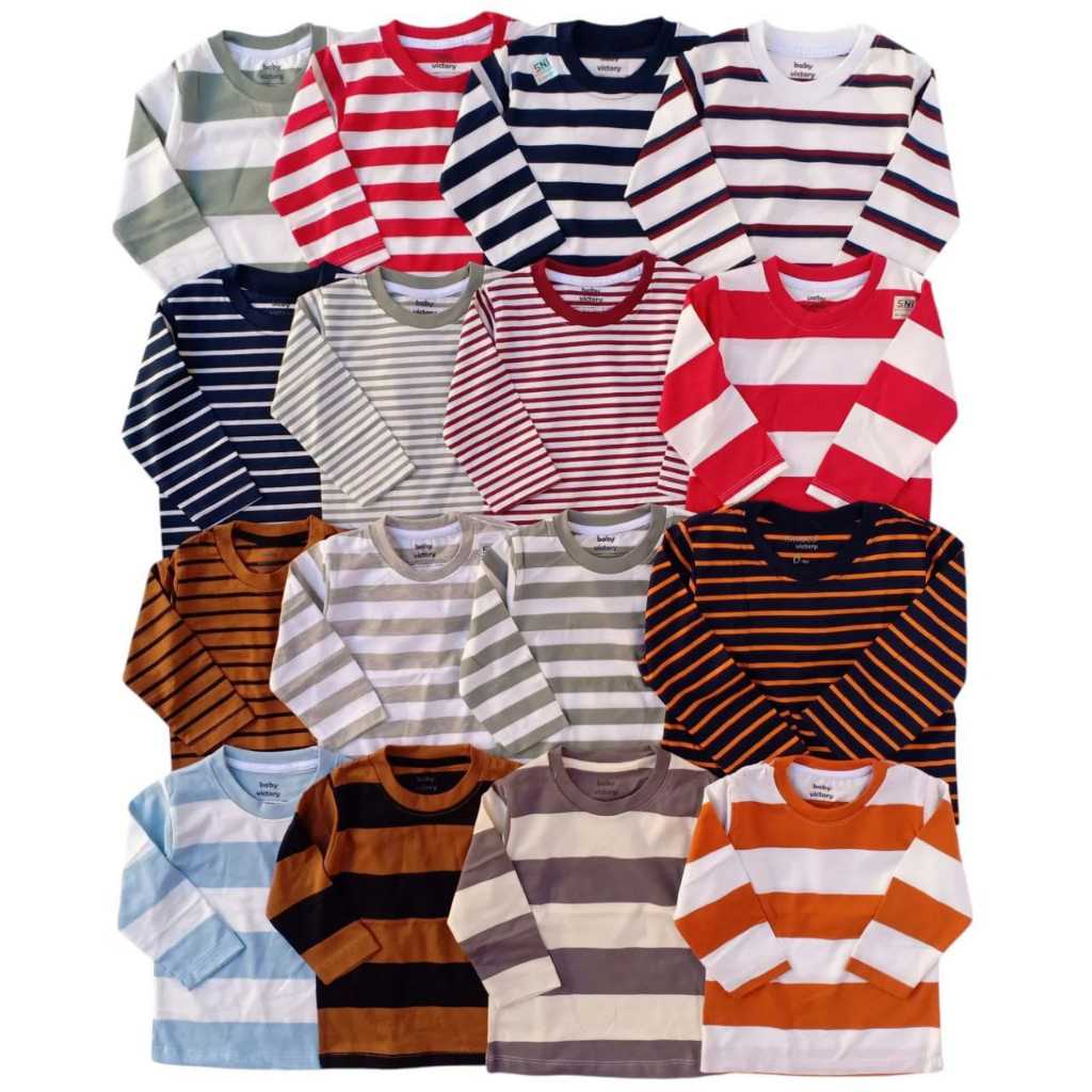 Kaos Anak Lengan Panjang Salur Baby Victory Lembut Nyaman