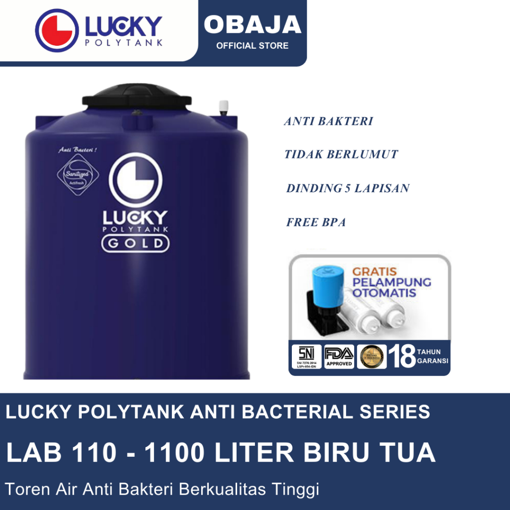 Lucky Polytank Toren Air LAB 110 Biru Tua / Toren Air LAB 1100 Liter Biru Tua Lucky Polytank