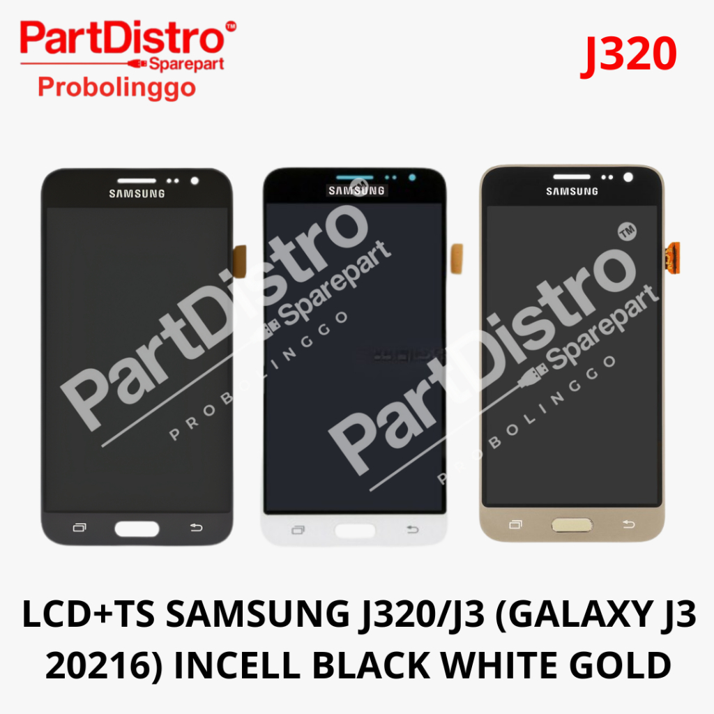 LCD SAM J3/J320/J3 2016 INCELL FULLSET TOUCHSCREEN BLACK WHITE GOLD