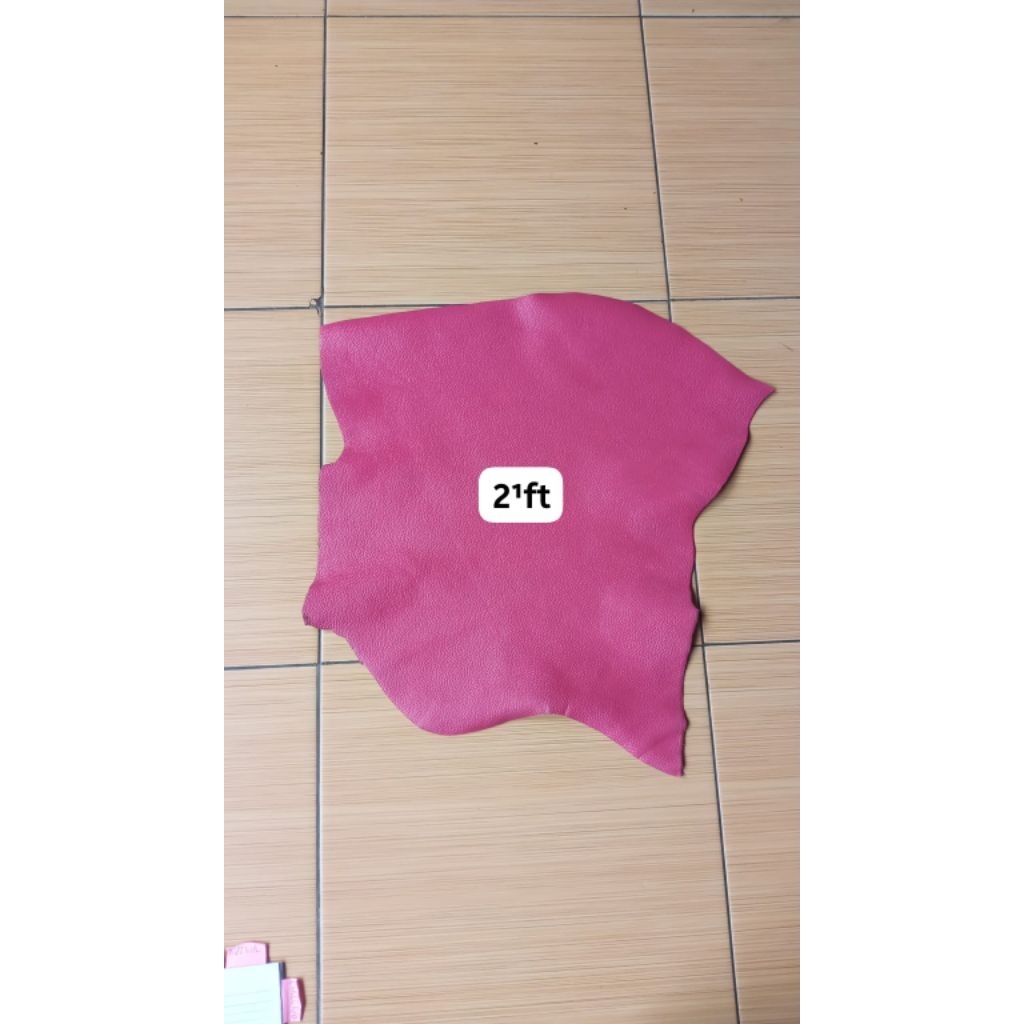 Kulit Sapi Lembaran Premium Motif Kulit Jeruk Pink Fanta 2.25 FT Bahan Tas Jaket Sepatu