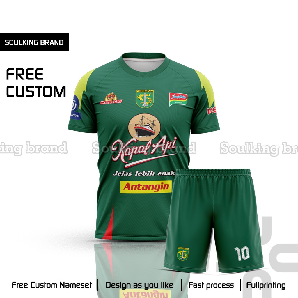 Baju Jersey Bola Persebaya 2025 / 2026 Home Away Third Liga 1 Indonesia Free Custom Nama Warna Hijau