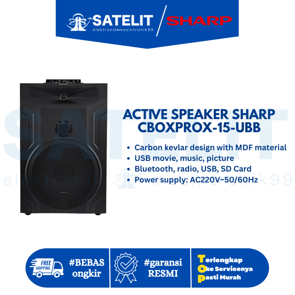 Active Speaker Sharp CBOXPROX-15-UBB | Speaker Aktif 15 Inch Bluetooth | Bass Extra Powerful