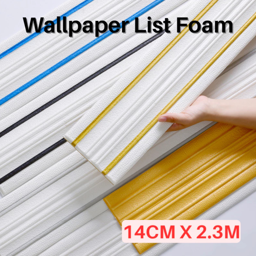 Wall Border List Wallpaper Foam 3D / List Sudut Plafon 3D Foam 230x14CM Sticker Skirting