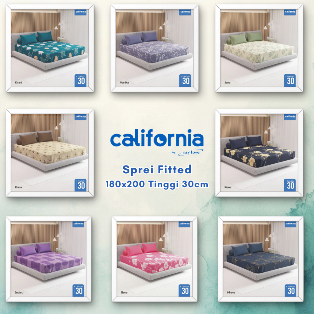 Sprei California 180x200 - Sprei King Size 4 Bantal 2 Guling