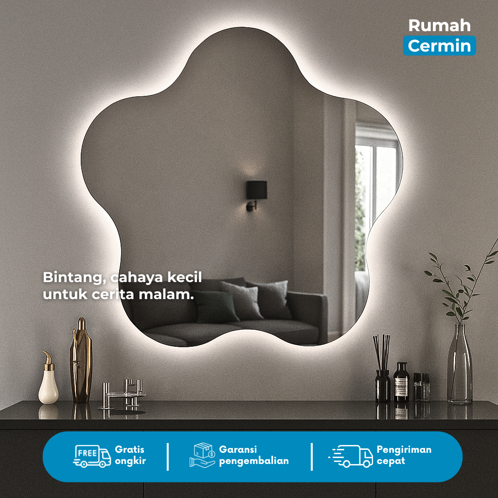 Rumah Cermin – LED Star Mirror Frameless | Cermin Bentuk Bintang Aesthetic