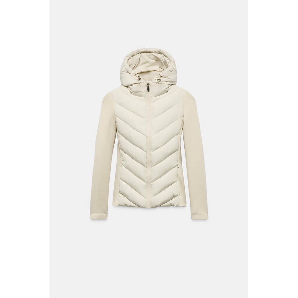 ZARA - CONTRAST PUFFER JACKET | Ecru