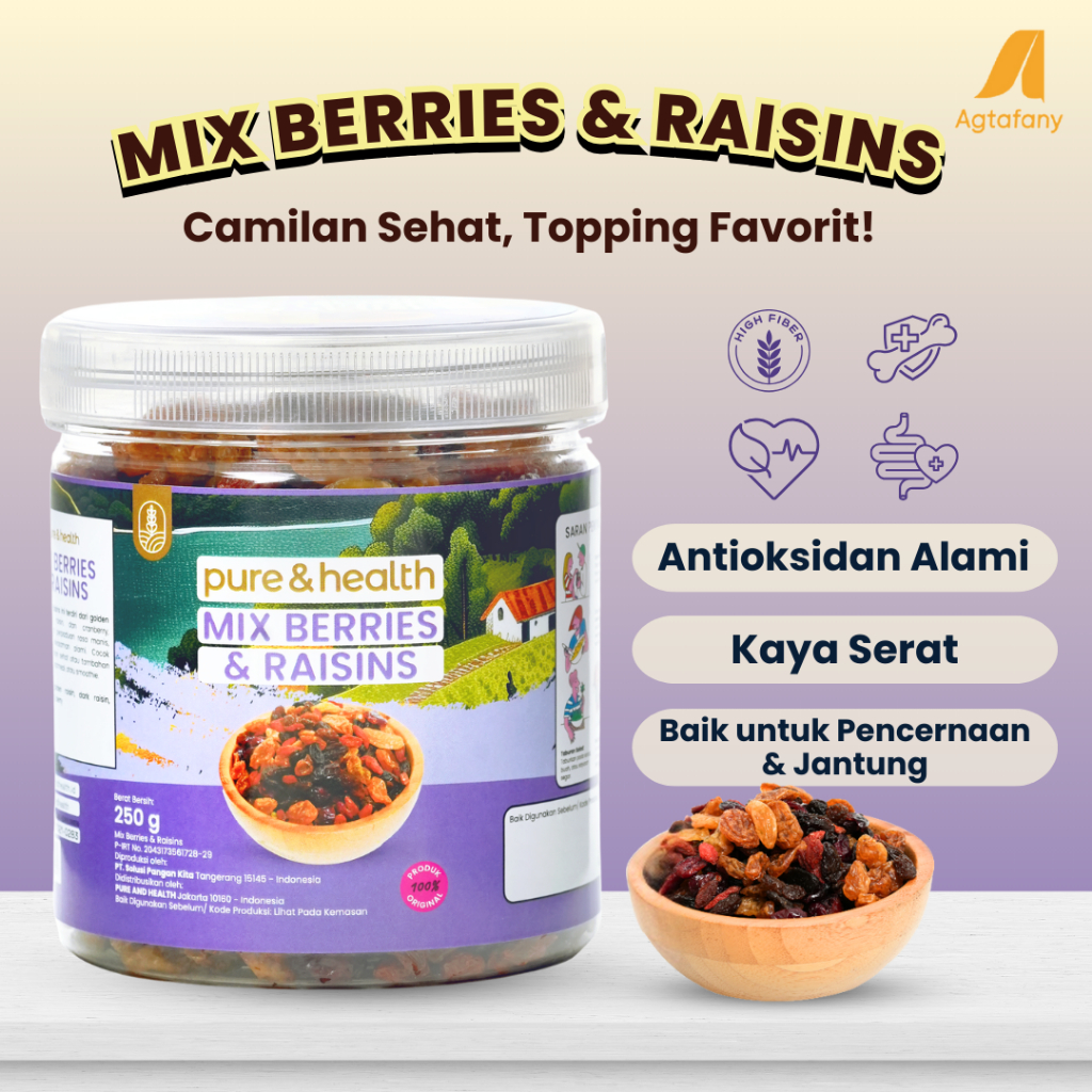 Mix Berries and Raisins 250 gr Cranberry Goji Berry Dark Raisin Golden Kismis Buah Kering Dried Frui
