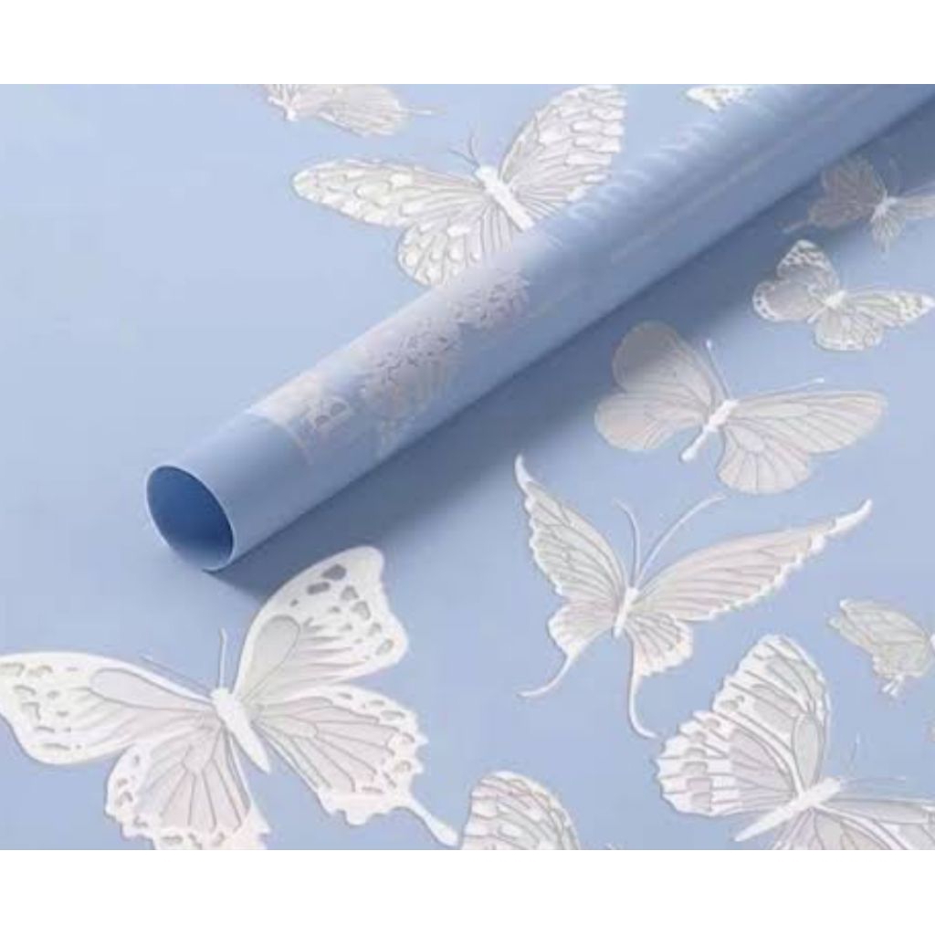 (Batam) Kertas bucket / cellophane motif kupu-kupu / wrapping paper butterfly