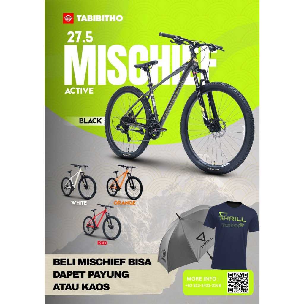SEPEDA GUNUNG 27.5 MTB TABIBITHO MISCHIEF ACTIVE - FRAME HI TEN STEEL
