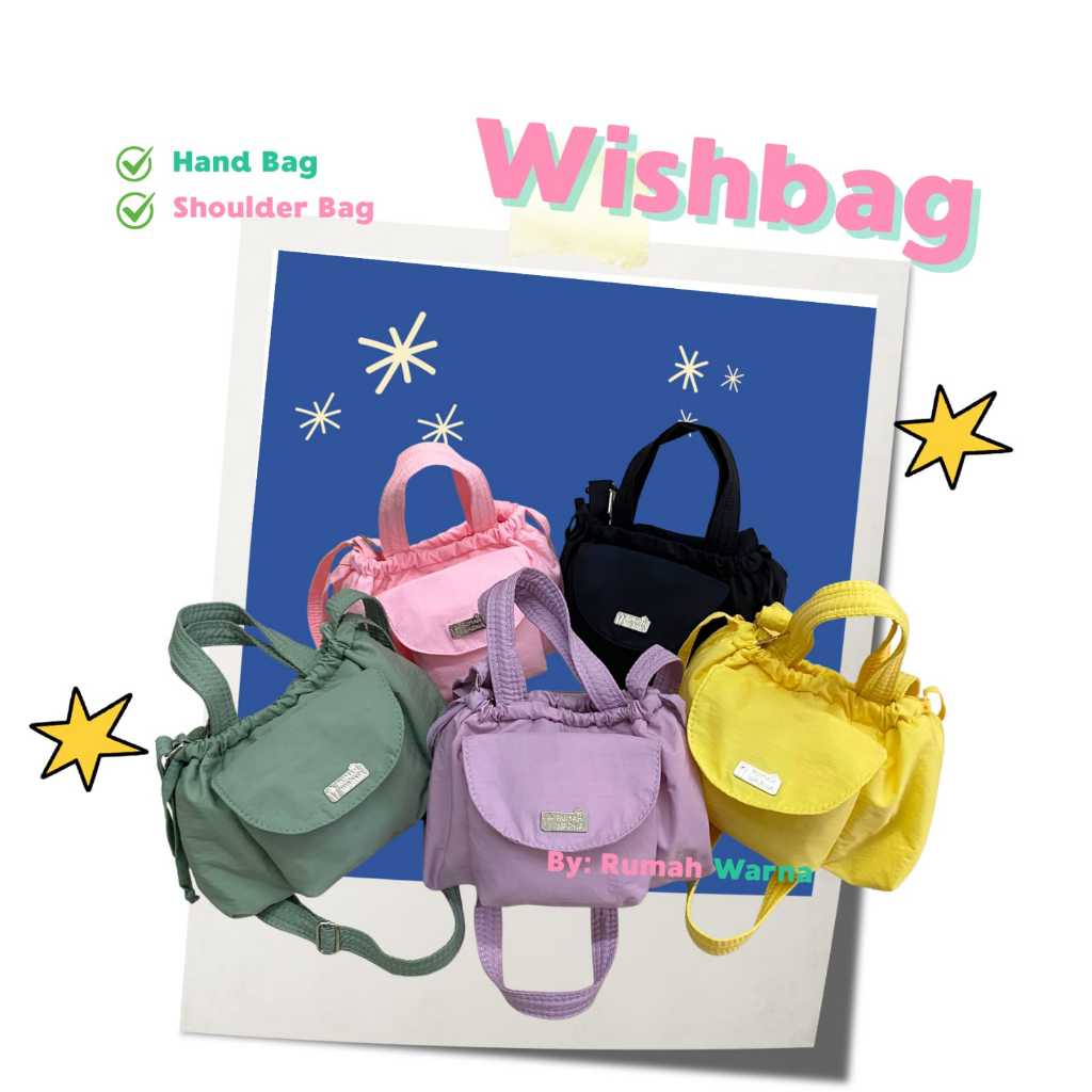 RUMAH WARNA Tas Selempang Wanita Casual WISHBAG Bahan Canvas
