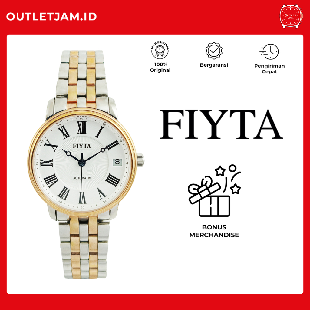 Jam Tangan Wanita FIYTA Classic Lady Automatic Original LA8306.MWM Rose Gold Stainless Steel