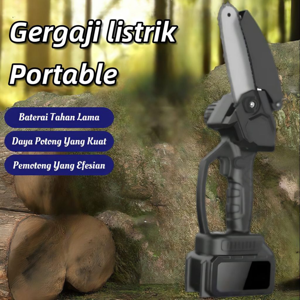 Gergaji mesin charger potong listrik rantai elektrik gergaji kayu gergaji mesin dudukan Mini chainsa