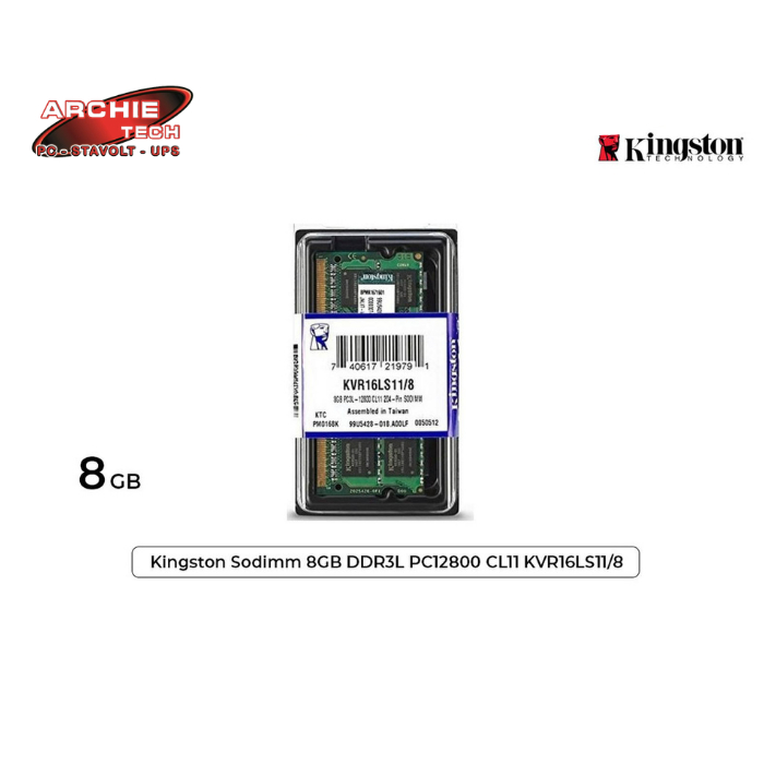 Kingston Sodimm 8GB DDR3L PC12800 CL11 KVR16LS11/8 / Sodimm 8GB Low