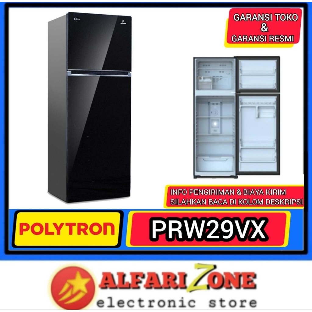 POLYTRON PRW29VX Kulkas polytron 2 pintu INVERTER PRW29 Glass Door