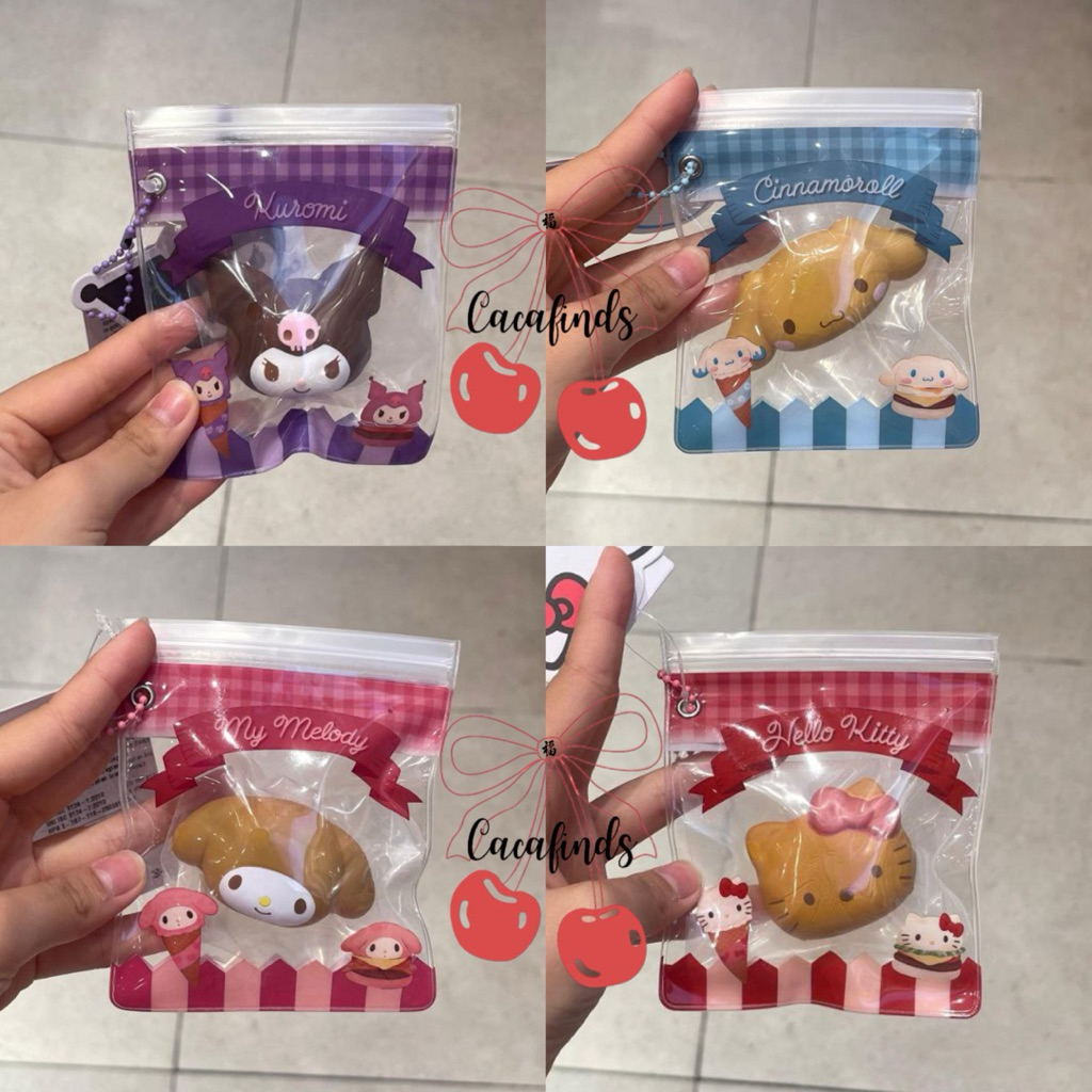 MINISO x Sanrio‼️Stress Relief Sticky Toys / Squishy Food Pendant / Gantungan Kunci Sanrio Collectio