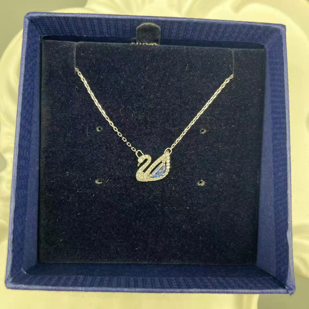 Swarovski Swan Necklace Jumping Blue Crystal Swan Crystal Necklace