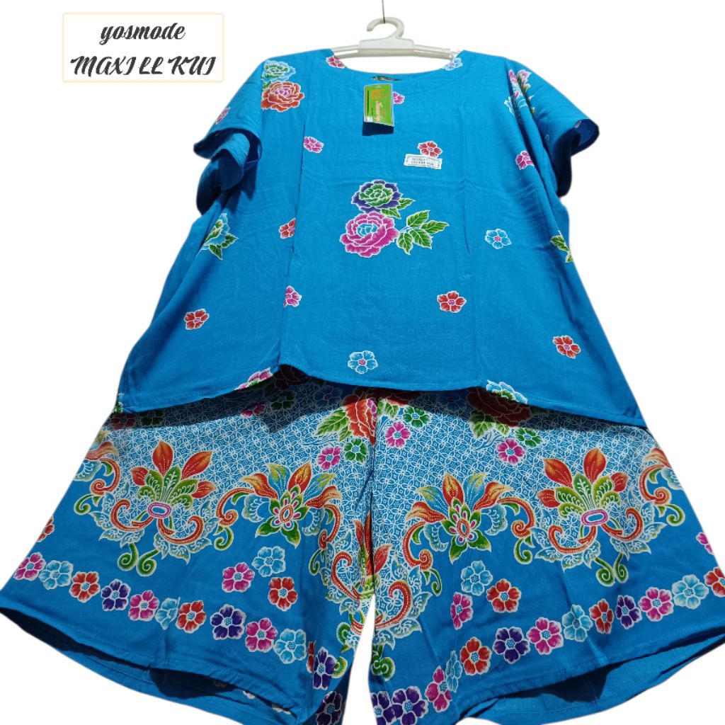 SETELAN CELANA KULOT WANITA BABYDOLL SUPER JUMBO KENCANA UNGU ASLI LEBEL HIJAU MAXI LL BATIK KENCANA