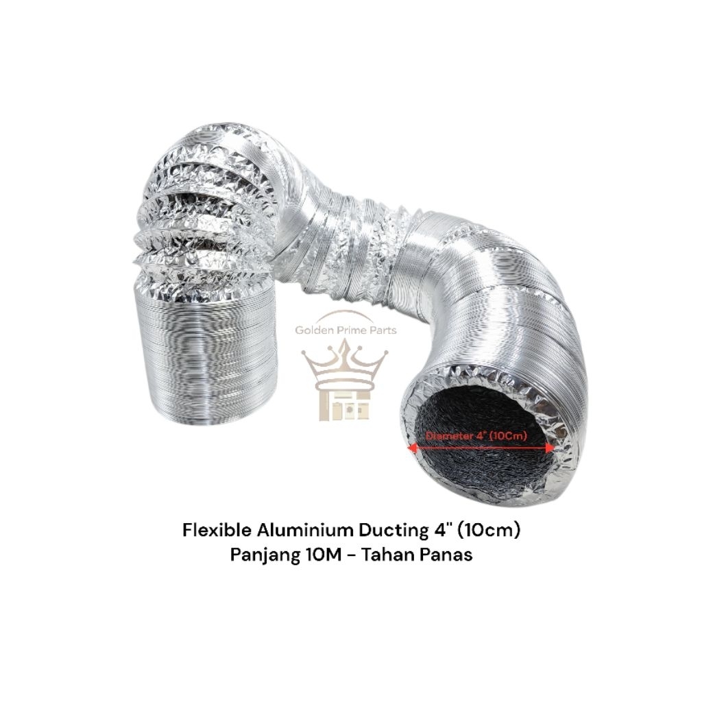 Flexible Aluminium Ducting / Flexible Ducting Cooker Hood 4 Inch (10cm) - 1 Roll 10 Meter